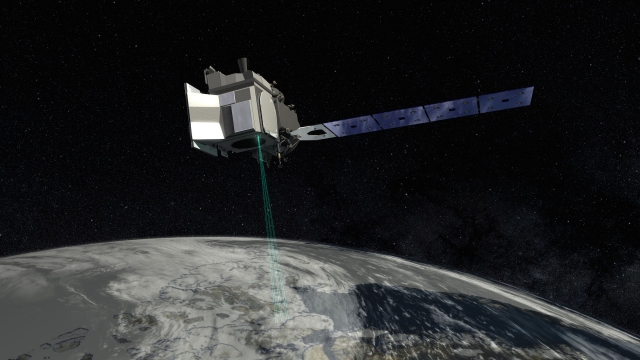 A satellite orbits around the Earth