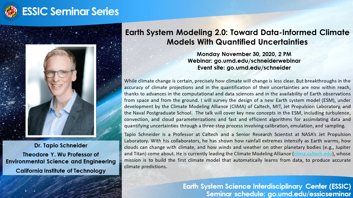 Earth System Modeling : Toward Data-Informed Climate Models With  Quantified Uncertainties - ESSIC-News