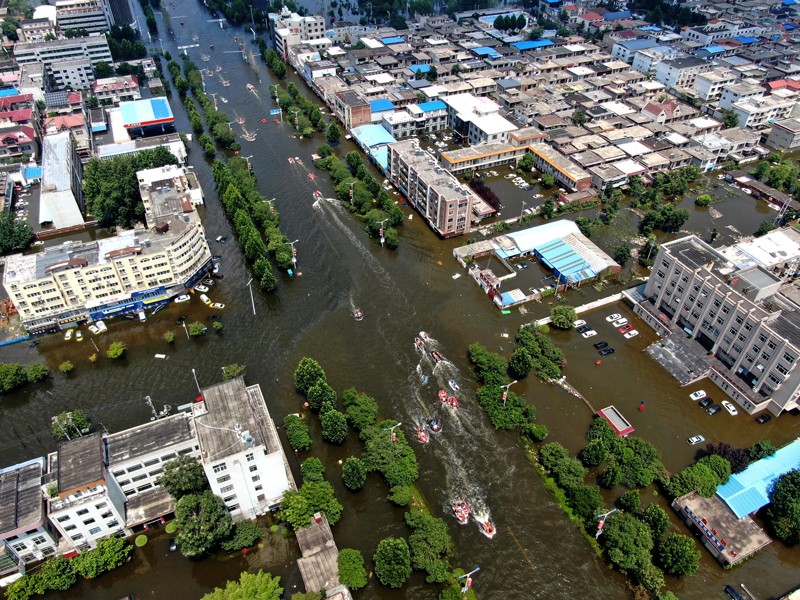 Figure 1 | Flooding in July 2021 caused mass evacuation in Weihui, Henan province, in China.
