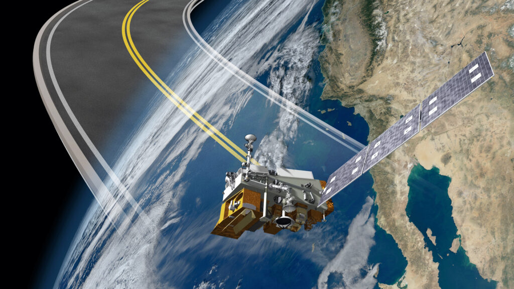 A visual of the NOAA-20 in Earth's orbit