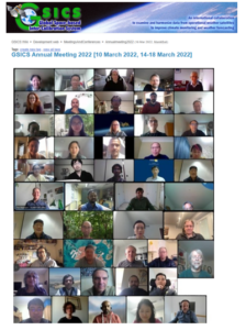 A screenshot of all attendees of the virtual meeting, smiling into their webcams!