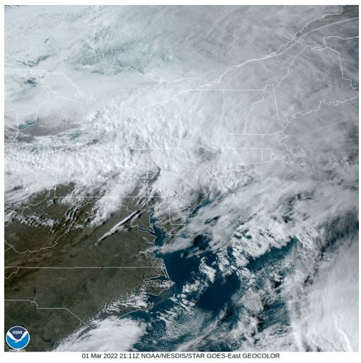 Fig.3 The GOES-East satellite Geo-Color imagery at an approximate hour earlier time