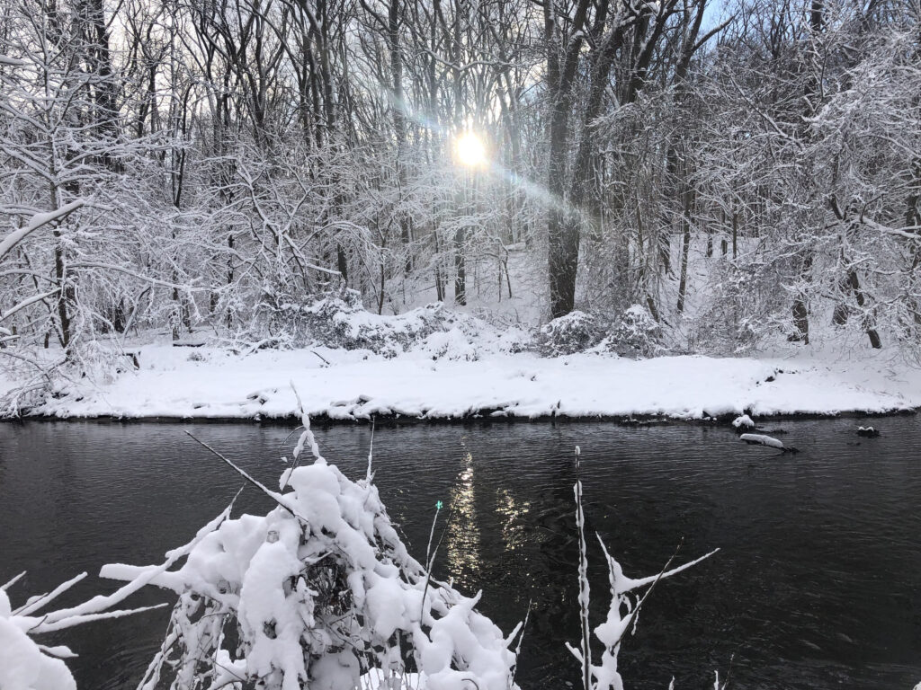 Photo of Rock Creek after a winter 2022 snowstorm. Credit: Sujay Kaushal.