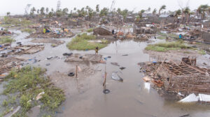 A flooded town in 2019 Mozambique