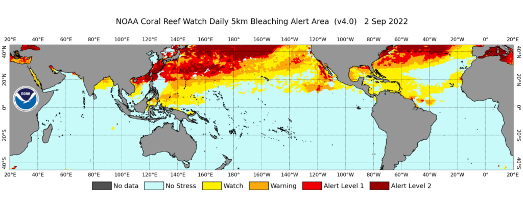 coral reef bleaching map