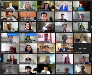 A screenshot of the virtual attendees at the summer intern party