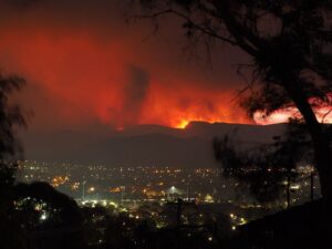 The Orroral Valley Fire viewed from Tuggeranong on the evening of 28 January