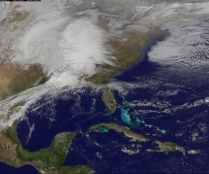 NOAA's GOES-13 satellite has been seeing a lot of active winter weather on Feb. 21 from its fixed position over the eastern U.S. Credit: NOAA/NASA GOES Project